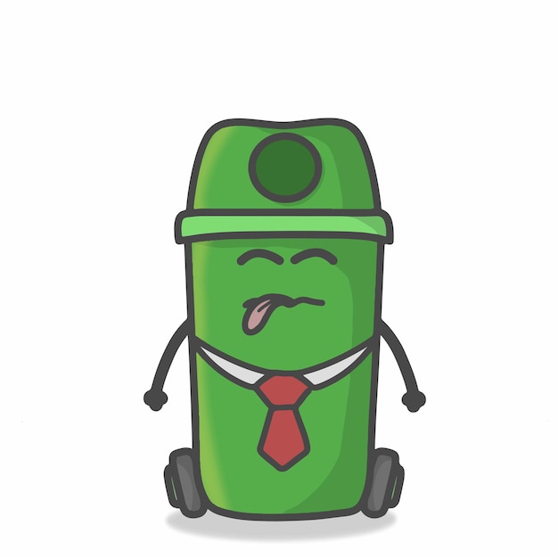 Vector cute garbage can character flat cartoon emoticon vector template design illustration