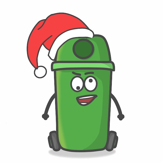 Cute Garbage Can Character Flat Cartoon Emoticon Vector Template Design Illustration