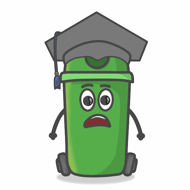 Vector cute garbage can character flat cartoon emoticon vector template design illustration