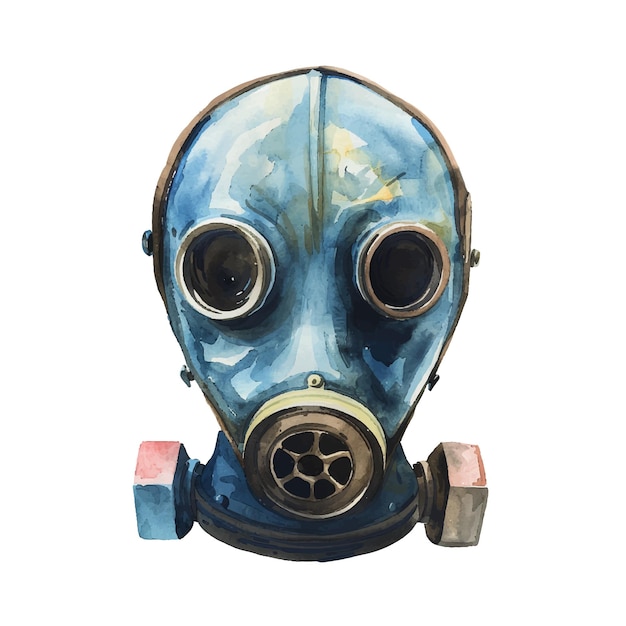 cute gas mask vector illustration in watercolour style