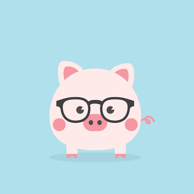 Cute Geek piggy, Year of the pig.