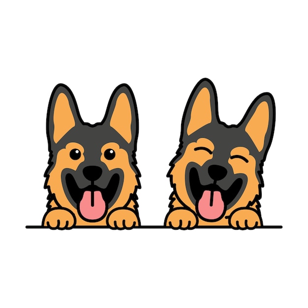 Cute german shepherd puppy cartoon, vector illustration