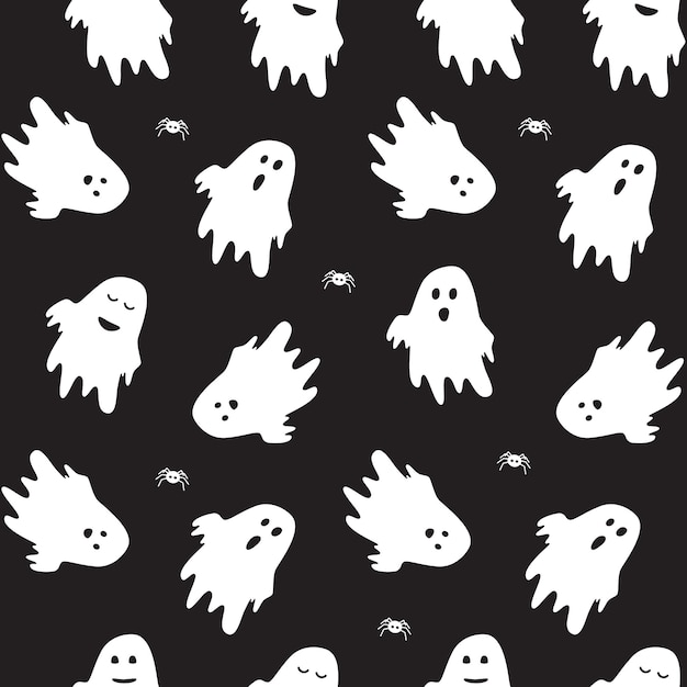 Cute ghost boo holiday character seamless pattern