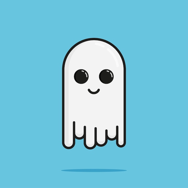 Cute ghost cartoon vector icon illustration isolated object