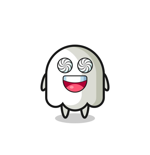 Cute ghost character with hypnotized eyes , cute style design for t shirt, sticker, logo element