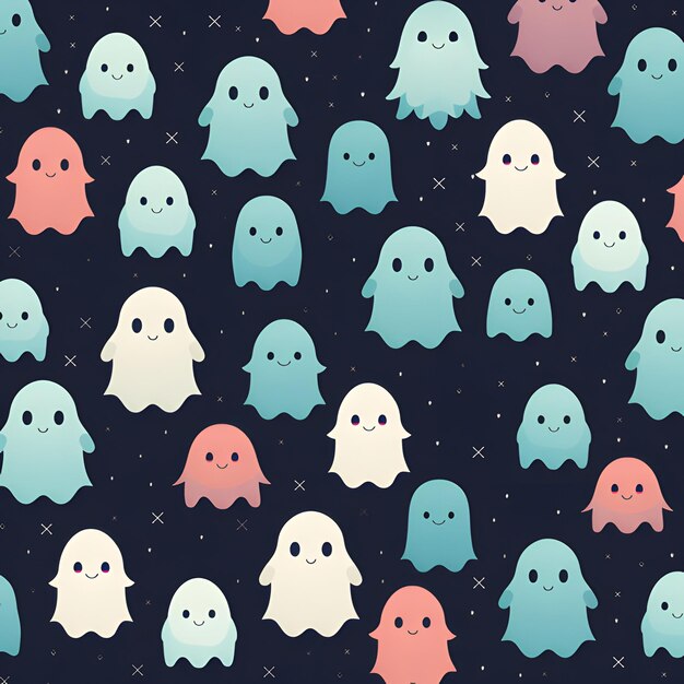 Vector cute ghost pattern