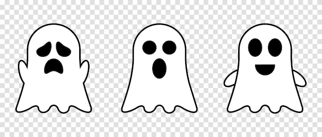 Cute ghosts outline doodle cartoon illustration Ghosts coloring book page activity for kids and adults