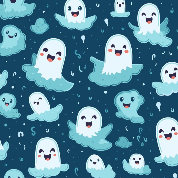 Vector cute ghosts pattern