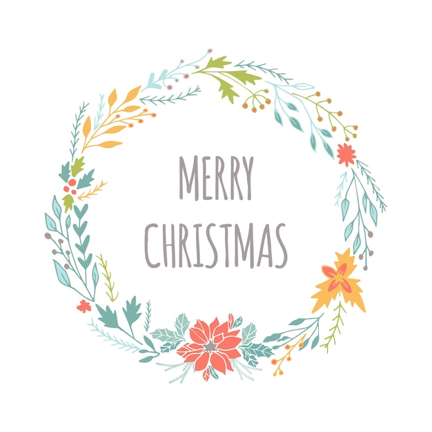 Cute gift card with wreath and Christmas lettering