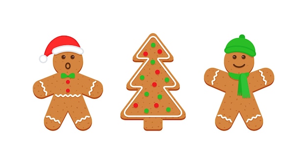 Cute ginger bread men and christmas tree Christmas Gingerbread cookies Classic Xmas biscuit