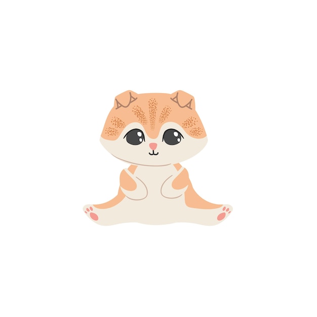 Cute ginger kitten sitting in funny pose Cartoon domestic animals illustration