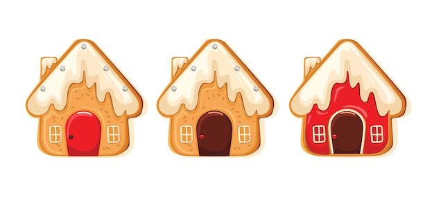 Cute gingerbread house for christmas. Isolated over white background. Vector illustration.