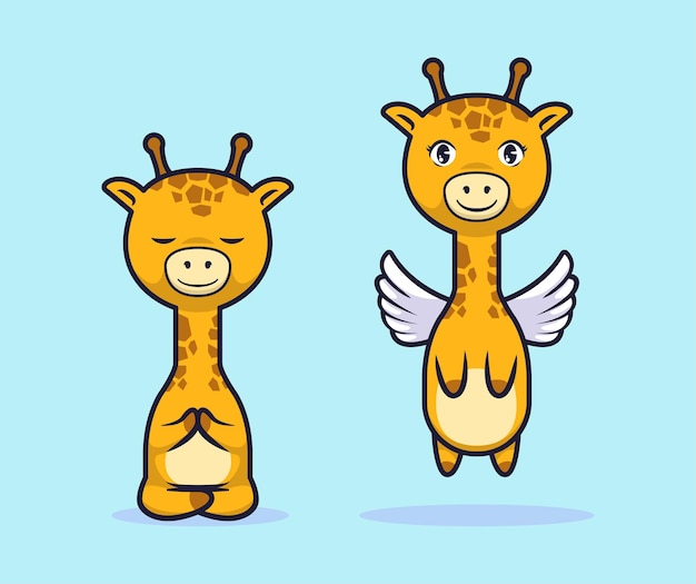 Cute giraffe cartoon character design