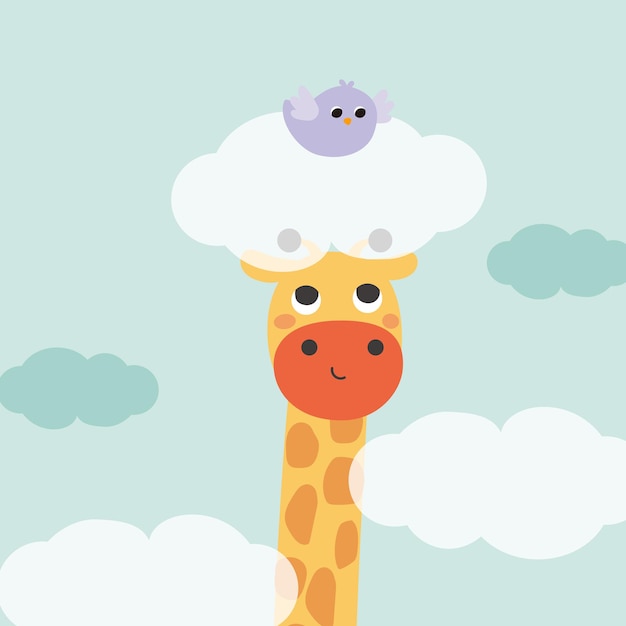 Cute giraffe cartoon Premium Vector