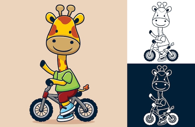 Cute giraffe cartoon riding a bike