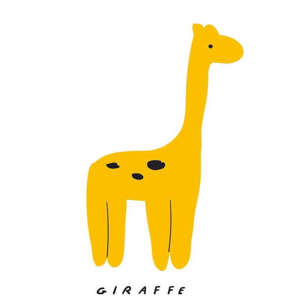 Cute giraffe Children art Funny animal Hand drawn flat isolated vector illustration