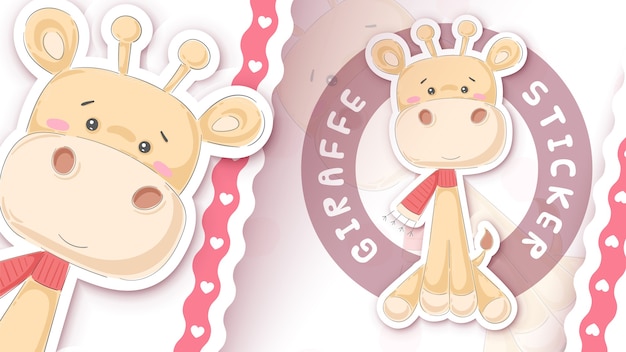 Vector cute giraffe  idea fot your sticker hand draw