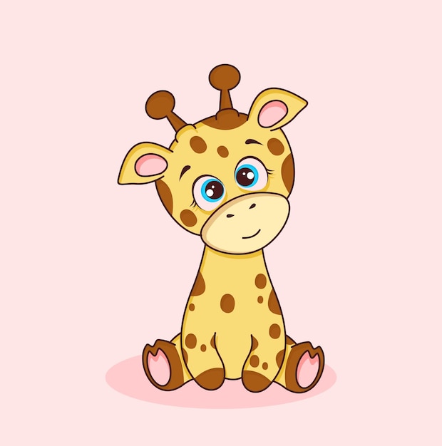 Cute giraffe is sit down