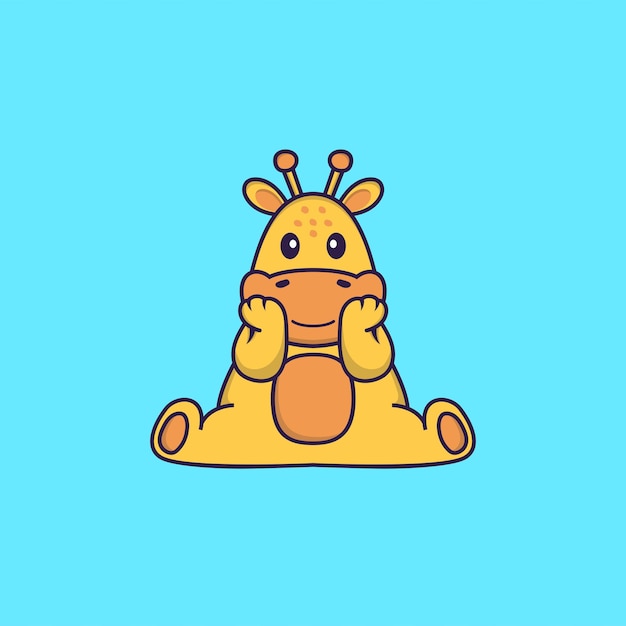 Cute giraffe is sitting. Animal cartoon concept isolated.