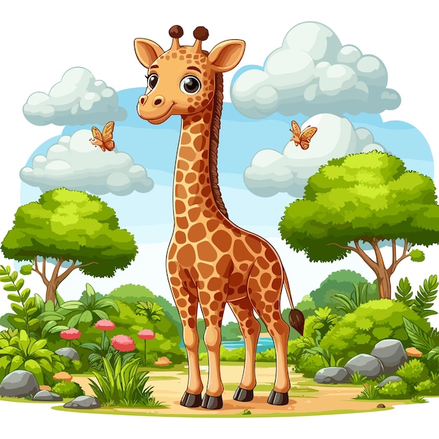 Cute Giraffe Vector Cartoon illustration