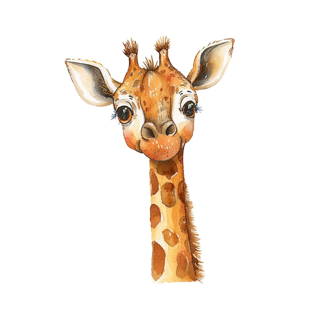 cute giraffe vector illustration in watercolour style