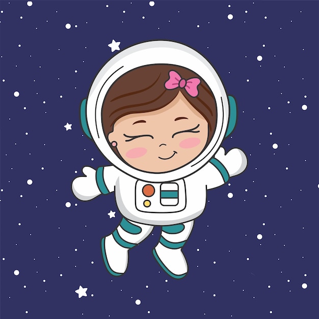 Cute girl astronaut