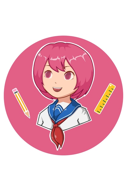 Cute girl back to school cartoon illustration