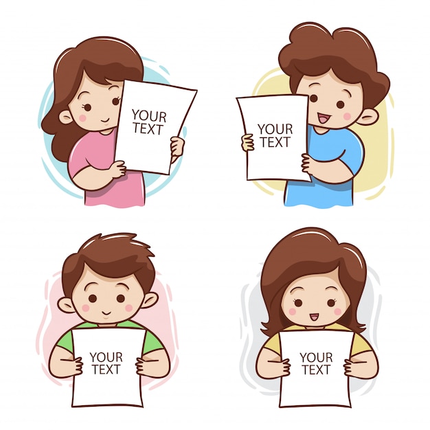 The Cute Girl & Boy With Banner Text