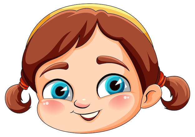 Vector cute girl cartoon head