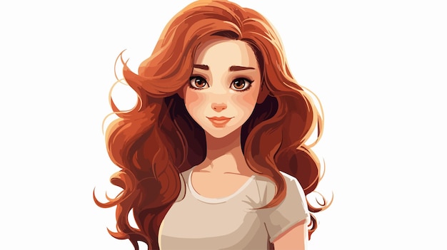 Cute Girl Cartoon Illustration on White Background