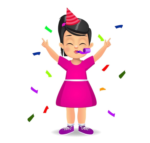 Cute girl celebrating with party hat