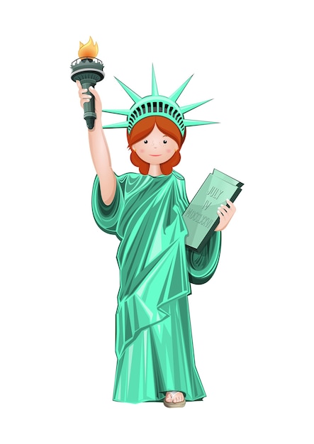 Cute girl in costume Statue of Liberty