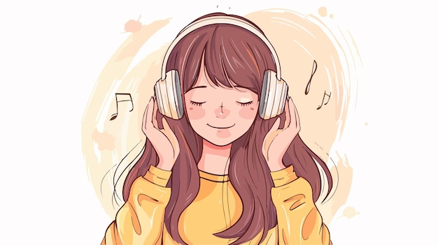 Cute Girl Enjoying Music with Headphones