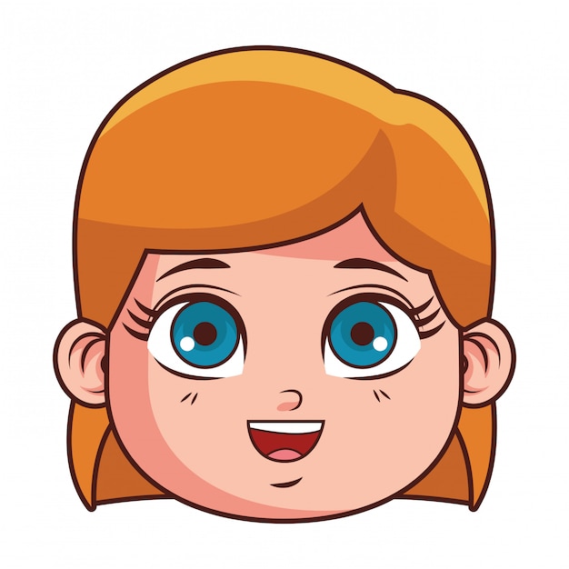 Cute girl face cartoon