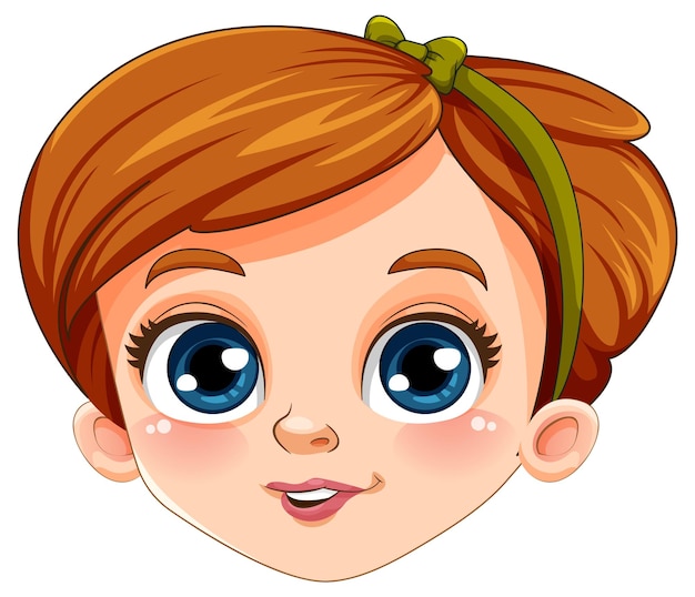 Vector cute girl face with brown hair vector