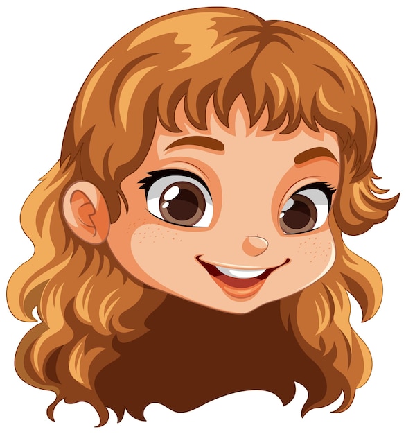 Vector cute girl face with brown hair vector