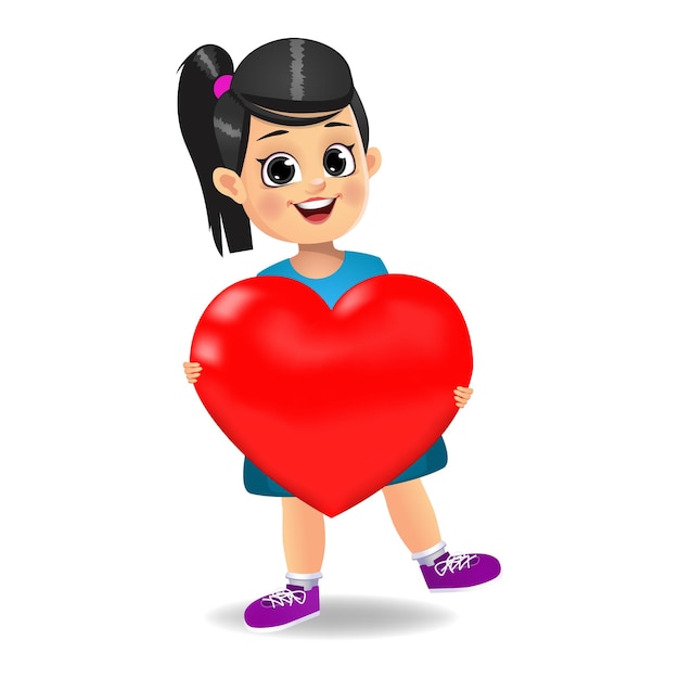 Cute girl holing heart 