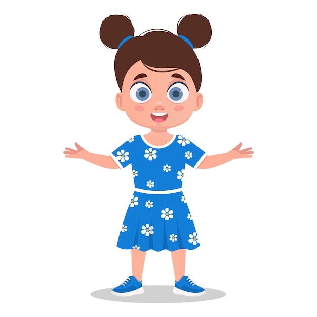 Cute girl is surprised. Vector illustration