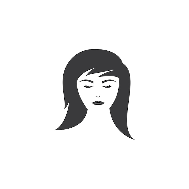 Cute girl logo simple vector icon illustration