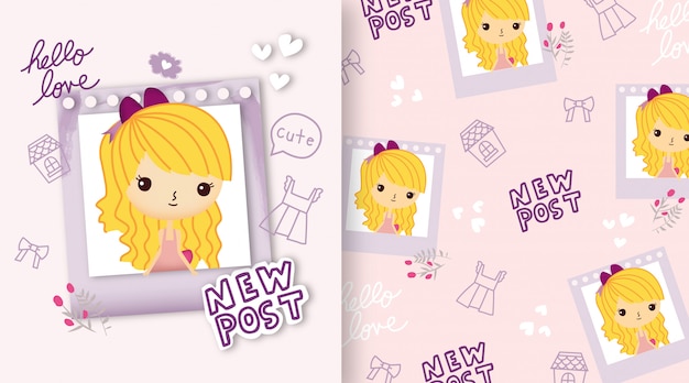 Cute Girl New Post Vector