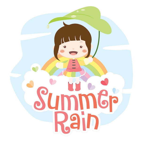 Cute Girl in Summer Rain