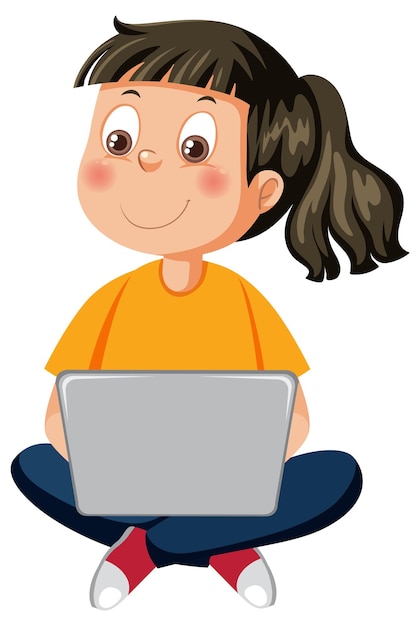 Cute girl using laptop