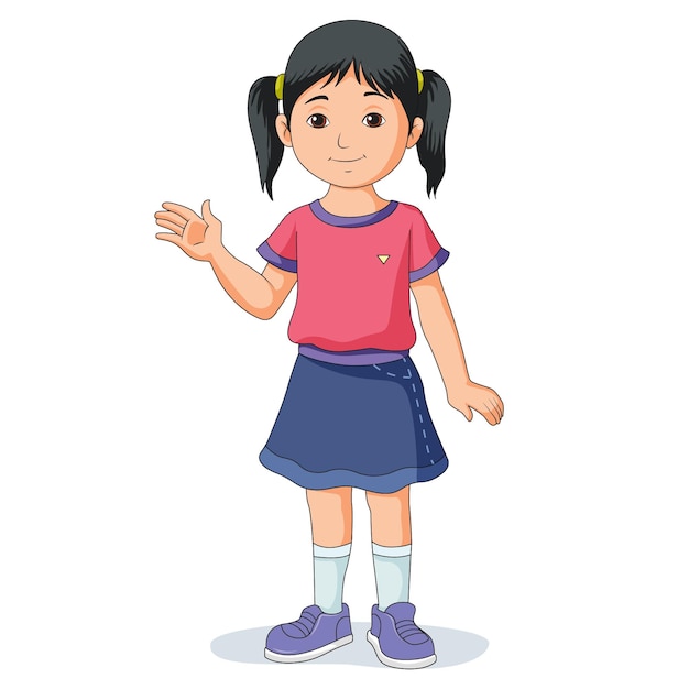 cute girl waving hand vector