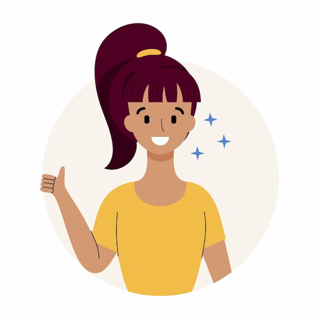 Cute girl with a beautiful smile. Vector character in a flat style.