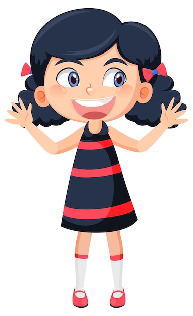 Cute girl with curly hair cartoon