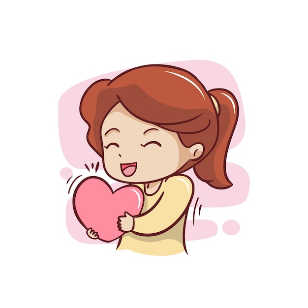 Cute girl with heart illustration