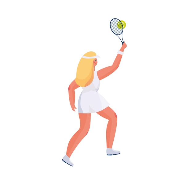 Cute girl with long hair in a sports uniform plays tennis, in the hands of rackets and a tennis ball.