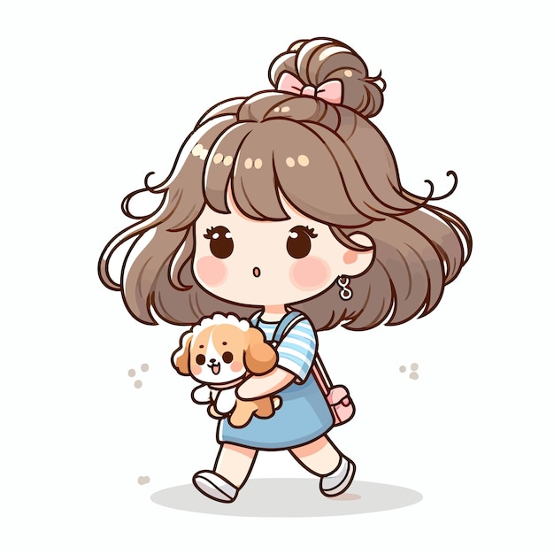 cute girl with small dog