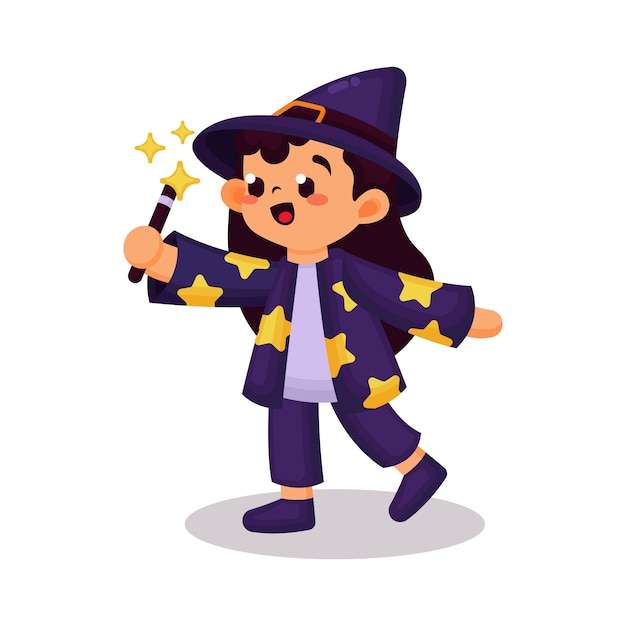 Cute Girl with Witch Halloween Costume