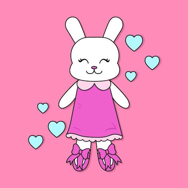 CUTE AND GIRLY RABBIT WITH DRESS